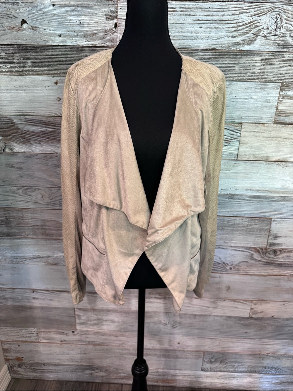Daytrip Beige Open-Front Drape Cardigan
